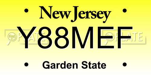 Y88MEF New Jersey License Plate