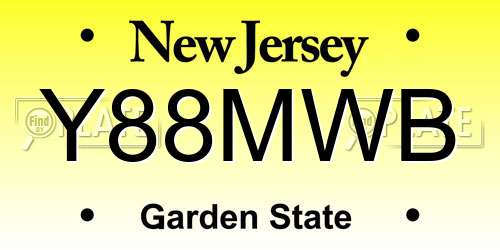 Y88MWB New Jersey License Plate