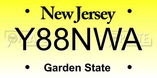 Y88NWA New Jersey License Plate
