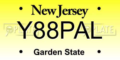 Y88PAL New Jersey License Plate