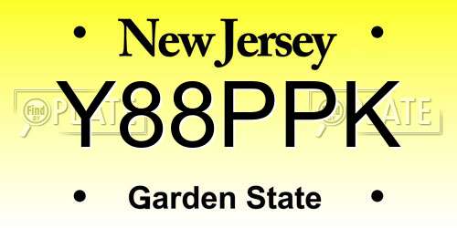 Y88PPK New Jersey License Plate