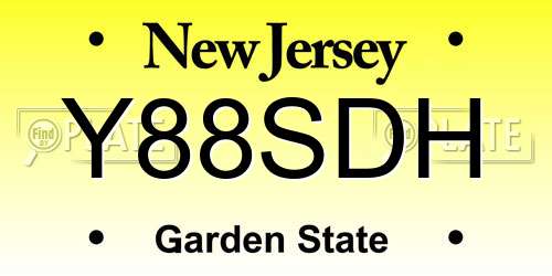Y88SDH New Jersey License Plate