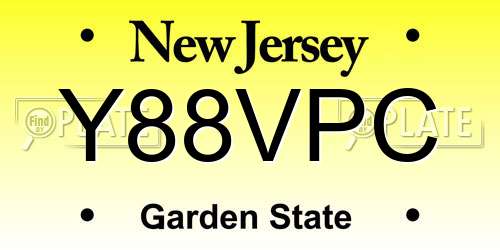 Y88VPC New Jersey License Plate