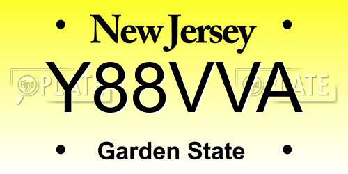 Y88VVA New Jersey License Plate