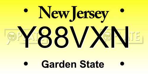 Y88VXN New Jersey License Plate