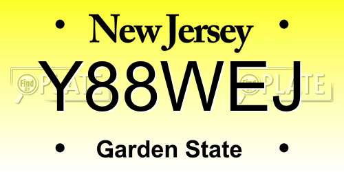 Y88WEJ New Jersey License Plate