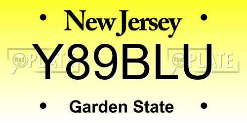 Y89BLU New Jersey License Plate