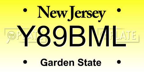 Y89BML New Jersey License Plate