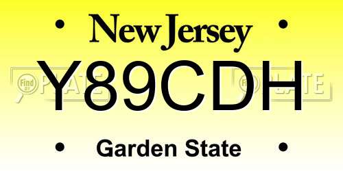 Y89CDH New Jersey License Plate