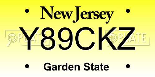 Y89CKZ New Jersey License Plate