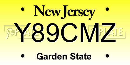 Y89CMZ New Jersey License Plate