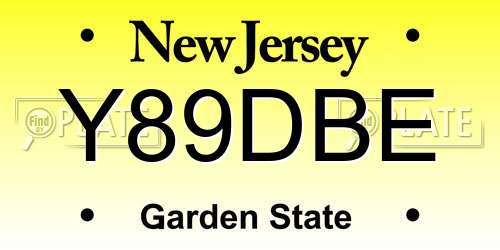 Y89DBE New Jersey License Plate