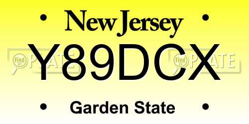Y89DCX New Jersey License Plate