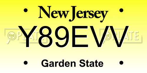 Y89EVV New Jersey License Plate