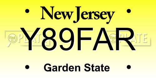 Y89FAR New Jersey License Plate
