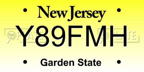 Y89FMH New Jersey License Plate