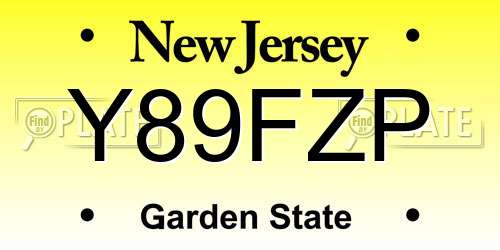 Y89FZP New Jersey License Plate