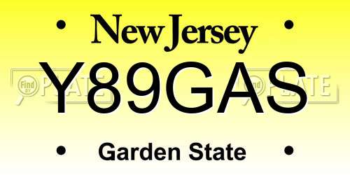 Y89GAS New Jersey License Plate