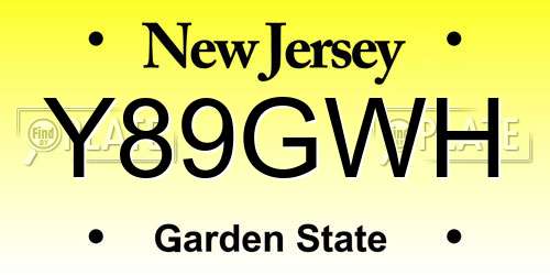 Y89GWH New Jersey License Plate