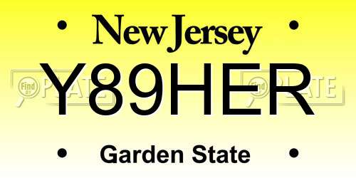 Y89HER New Jersey License Plate