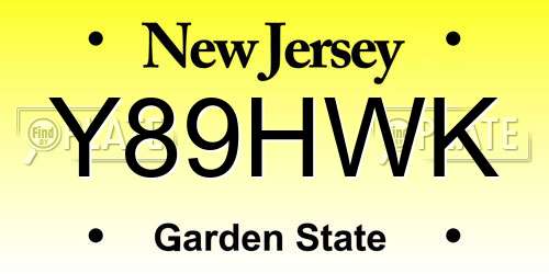 Y89HWK New Jersey License Plate