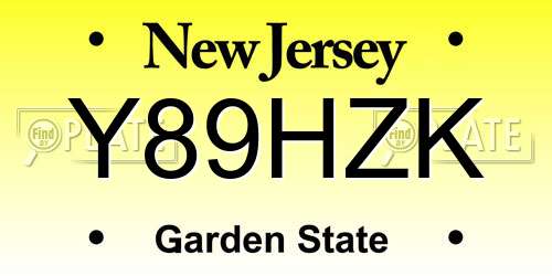 Y89HZK New Jersey License Plate