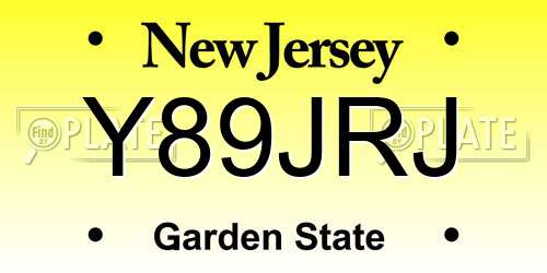 Y89JRJ New Jersey License Plate