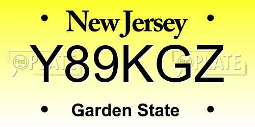 Y89KGZ New Jersey License Plate