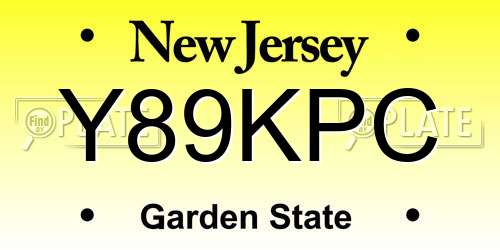 Y89KPC New Jersey License Plate