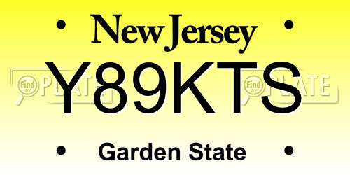 Y89KTS New Jersey License Plate