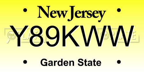 Y89KWW New Jersey License Plate