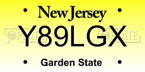 Y89LGX New Jersey License Plate