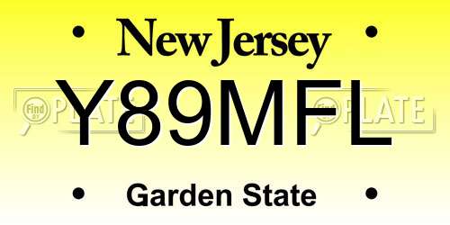 Y89MFL New Jersey License Plate