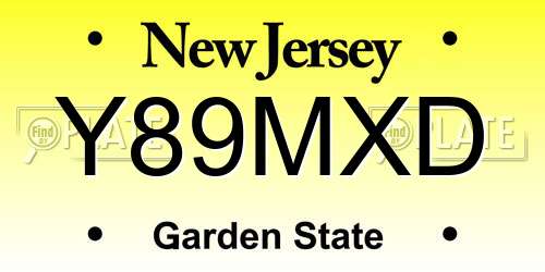 Y89MXD New Jersey License Plate