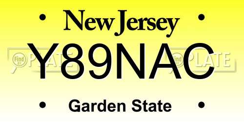 Y89NAC New Jersey License Plate