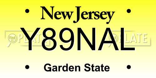 Y89NAL New Jersey License Plate