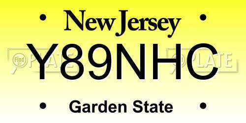 Y89NHC New Jersey License Plate