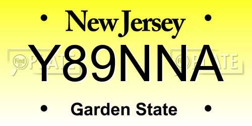 Y89NNA New Jersey License Plate