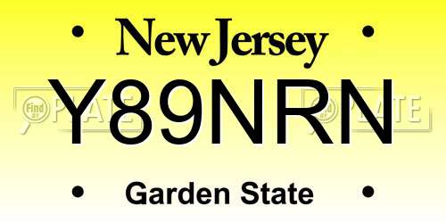 Y89NRN New Jersey License Plate
