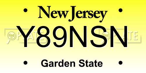 Y89NSN New Jersey License Plate