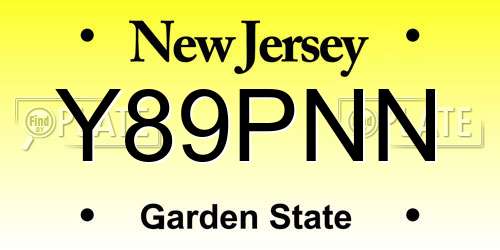 Y89PNN New Jersey License Plate