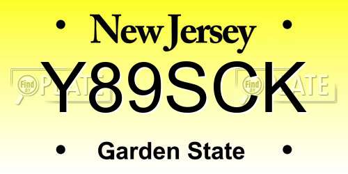 Y89SCK New Jersey License Plate