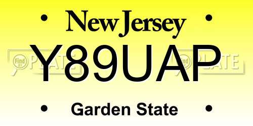 Y89UAP New Jersey License Plate
