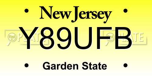 Y89UFB New Jersey License Plate