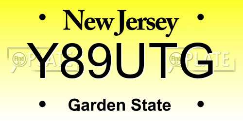 Y89UTG New Jersey License Plate