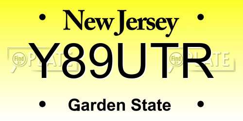 Y89UTR New Jersey License Plate
