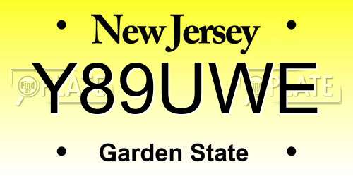 Y89UWE New Jersey License Plate