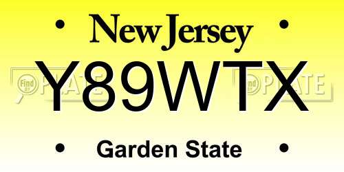 Y89WTX New Jersey License Plate