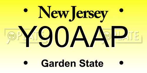 Y90AAP New Jersey License Plate