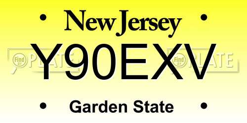 Y90EXV New Jersey License Plate